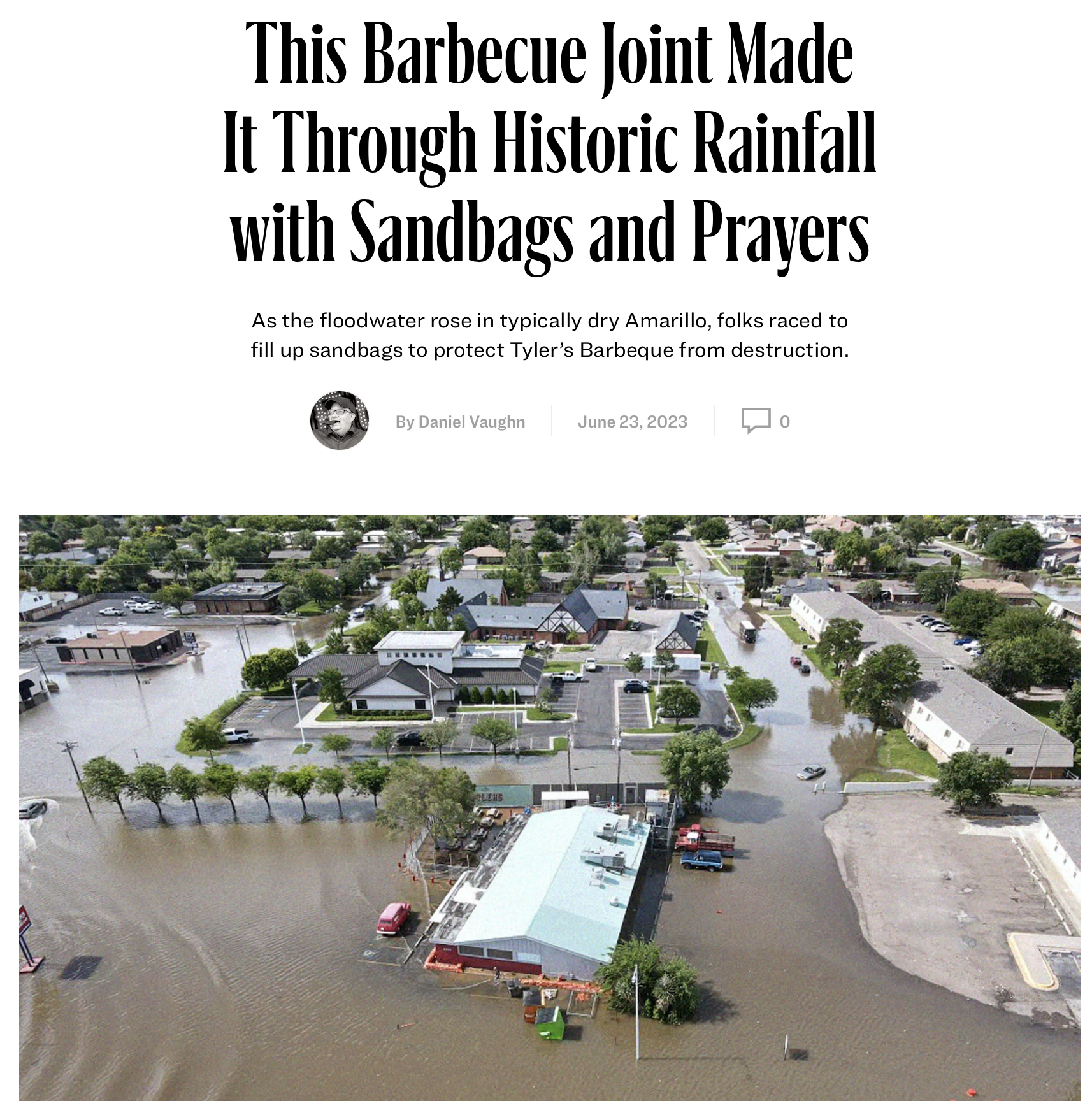 Texas Monthly: This Barbecue Joint Made It Through Historic Rainfall with Sandbags and Prayers