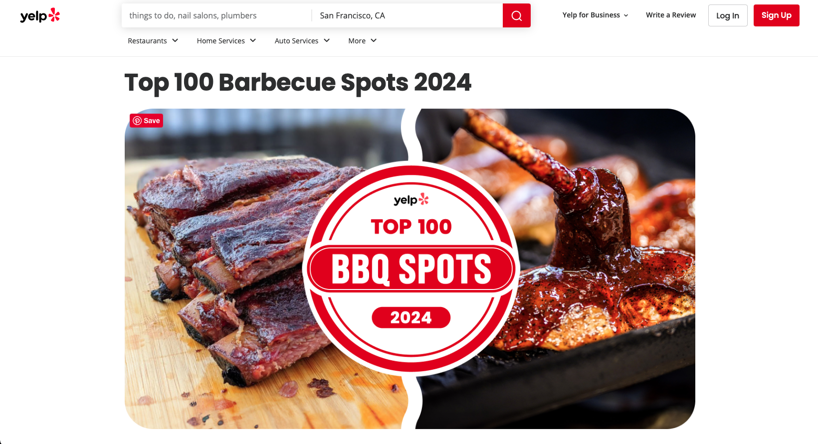 Tyler’s Barbeque – Yelp “ Top 100 BBQ Spots”